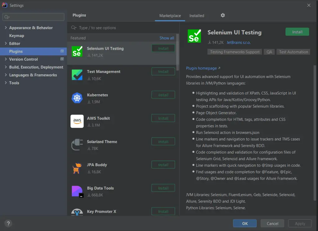 installation plugin intellij