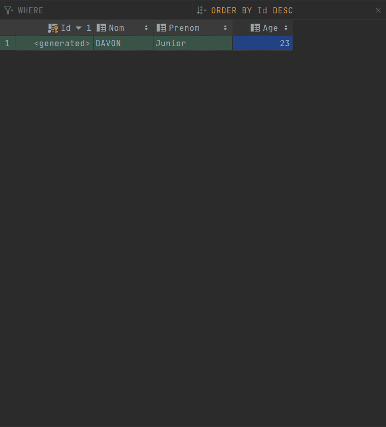 insertion données intellij