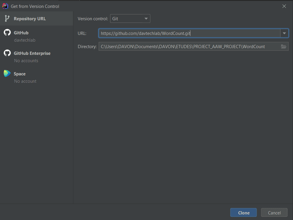 clone repository intellij